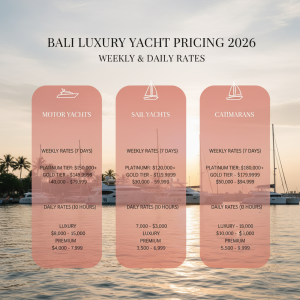 Bali Luxury Yacht Charter Prices 2026 | Tier Breakdown & Add-Ons